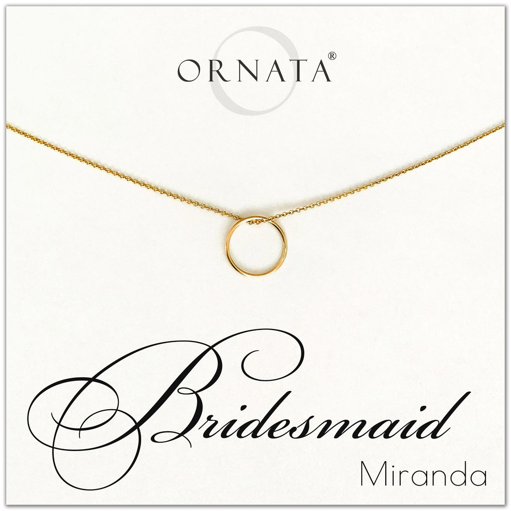 Bridesmaid Personalized 14 Karat Gold Filled Necklace Ornata