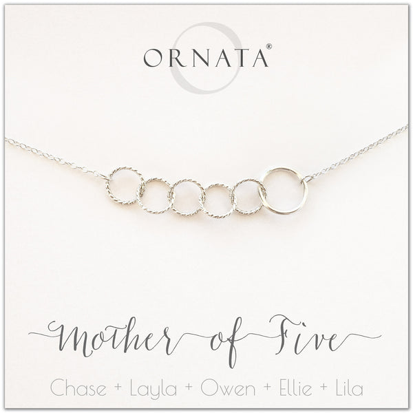 Mother of Five Personalized Sterling Silver Necklace – Ornata